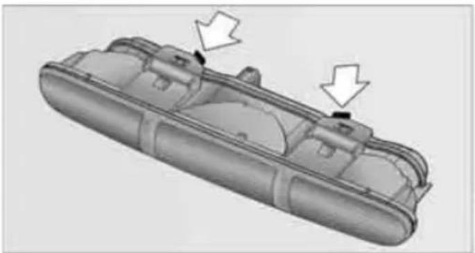 3D mechanical component diagram showing internal parts with directional arrows indicating movement or force (no text or symbols present)