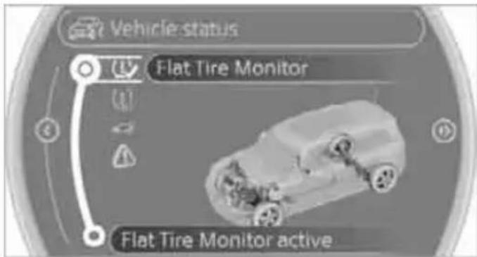 Vehicle status Flat Tire Monitor Flat Tire Monitor active