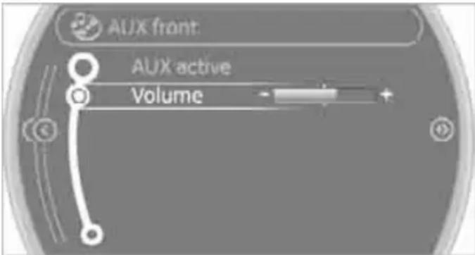 AUX front: AUX active Volume