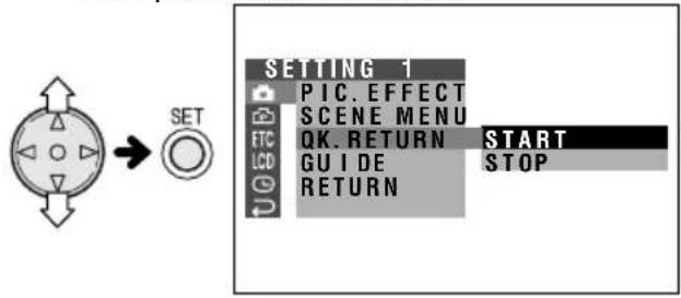 SETTING 1 PIC. EFFECT SCENE MENU OK. RETURN START GUIDE STOP RETURN