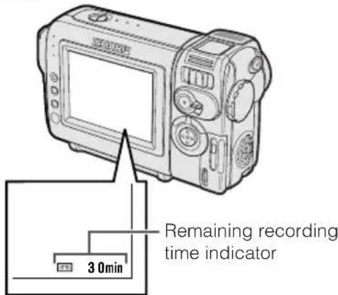 Remaining recording time indicator 30min