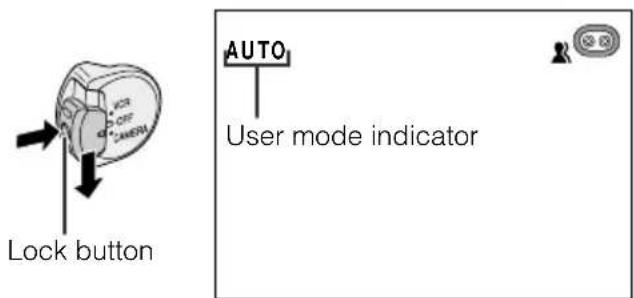 Lock button AUTO User mode indicator
