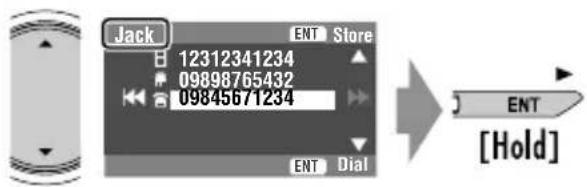 Jack 12312341234 09898765432 09845671234 ENT Store ENT Dial ENT [Hold]