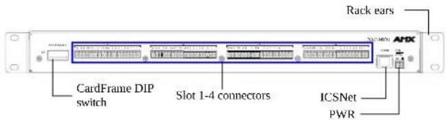 Rack ears ATX CardFrame DIP switch Slot 1-4 connectors ICSNet PWR