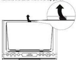 Diagram showing a monitor with an arrow indicating airflow or movement, and a magnified inset highlighting the motion direction.