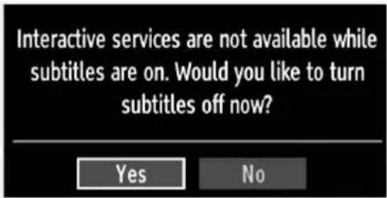 Interactive services are not available while subtitles are on. Would you like to turn subtitles off now? Yes No