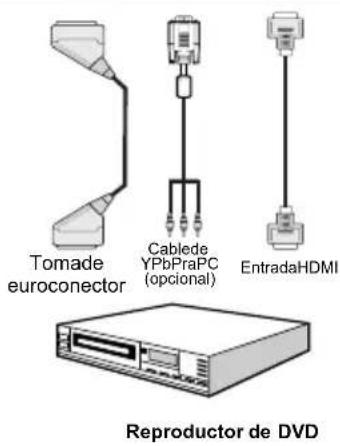 Tomade euroconector Cablede YPbPraPC (opcional) EntradaHDMI Reproductor de DVD