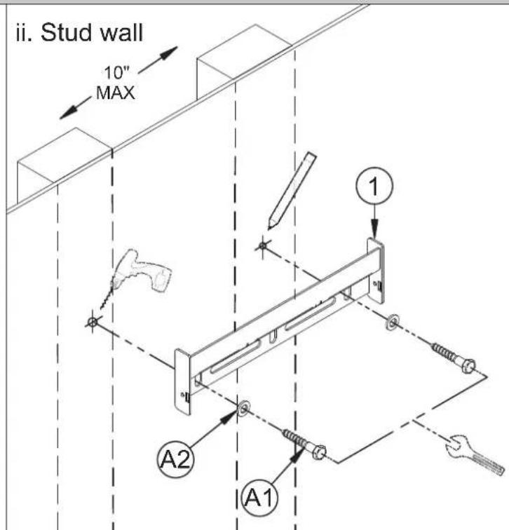 ii. Stud wall 10" MAX A2 A1 1
