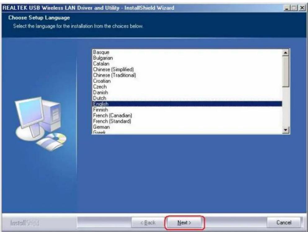 REALTEK USB Wireless LAN Driver and Utility - InstallShield Wizard Choose Setup Language Select the language for the installation from the choices below. Basque Bulgarian Catalan Chinese (Simplified) Chinese (Traditional) Croatian Czech Danish Dutch English Finnish French (Canadian) French (Standard…