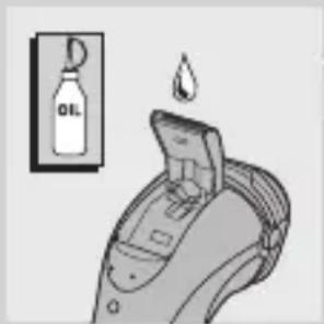 Diagram showing a device with oil drop and a labeled container, likely illustrating a chemical or industrial process.