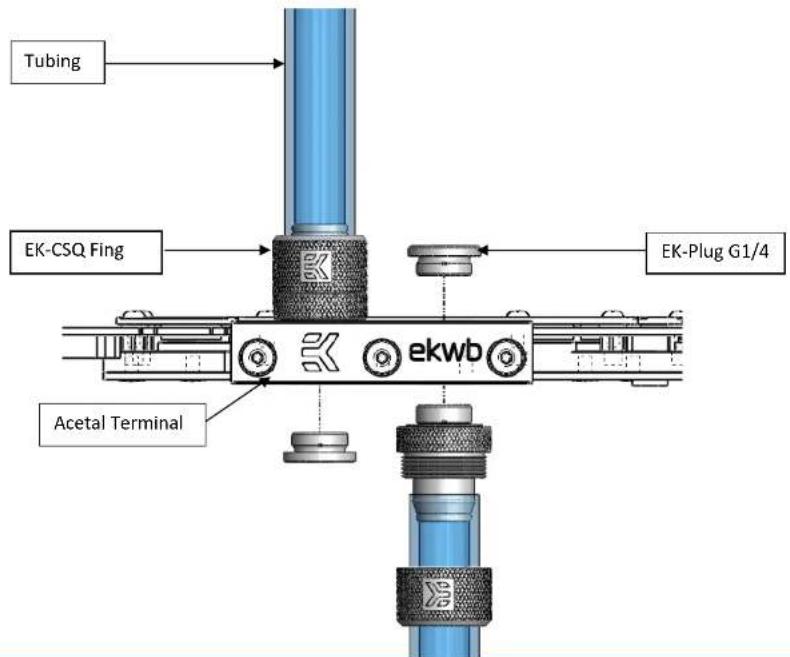 Tubing EK-CSQ Fing EK-Plug G1/4 ekwb Acetal Terminal