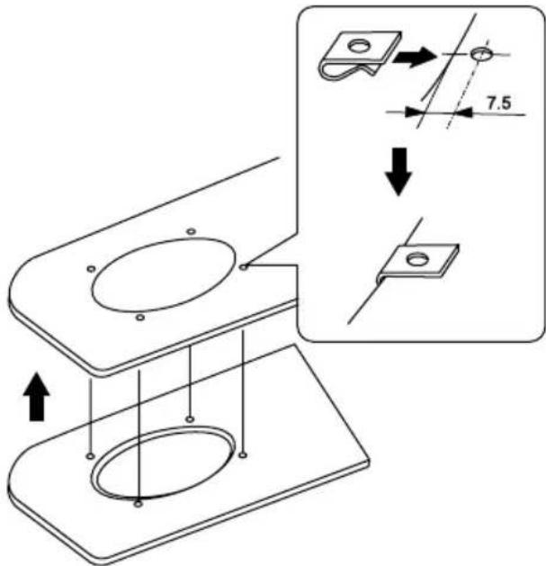 Technical diagram showing mechanical assembly with dimension annotations and component placement