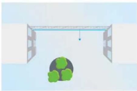 Simple diagram showing a structure with green plants and a horizontal beam, no text or symbols present.