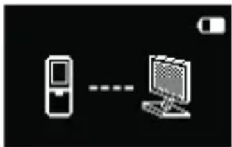 Simple diagram showing a remote control unit connected to a computer monitor, with no text or symbols present.