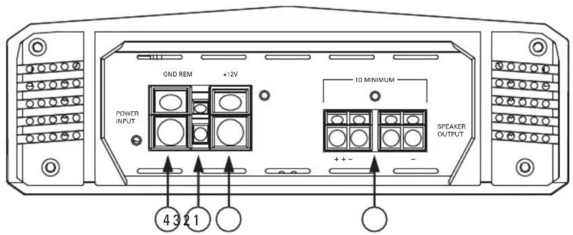 GND REM +12V POWER INPUT 10 MINIMUM SPEAKER OUTPUT 4 3 2 1 ++- -