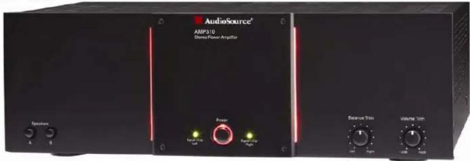 AudioSource® AMP310 Stereo Power Amplifier Speaker A B Power Signal Line Signal Line Power Balance Trim Volume Trim -100% -200%