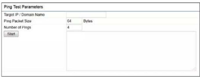 Ping Test Parameters Target IP / Domain Name Ping Packet Size Number of Pings Start 64 Bytes 4