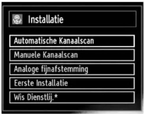 Installatie Automatische Kanaalscan Manuele Kanaalscan Analoge fijnafstemming Eerste Installatie Wis Dienstlij.*