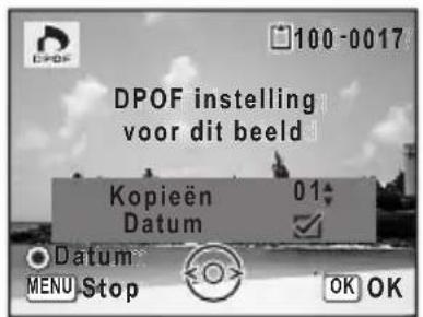 PENTAX Optio L30 - Gebruik de knop Snelinstelling om te bepalen of de datum al dan niet moet worden afgedrukt. - 1