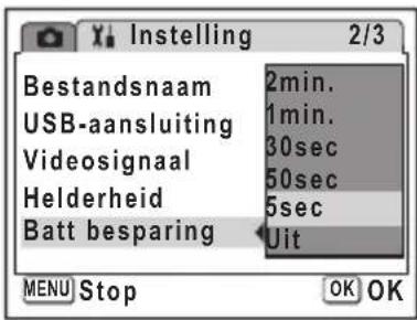 PENTAX Optio L30 - De batterijbesparingsfunctie gebruiken - 1