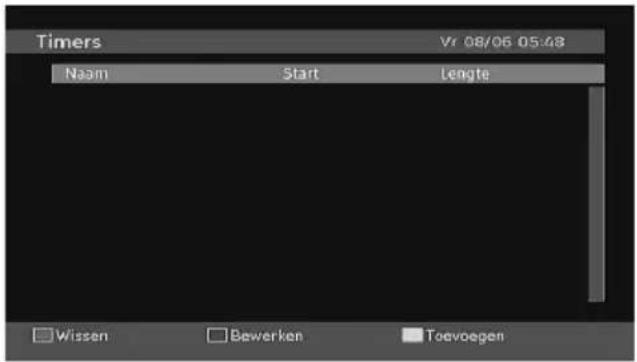 Timers Vr 08/06 05:48 Naam Start Leangte □ Wissen □ Bewerken □ Toevoegen