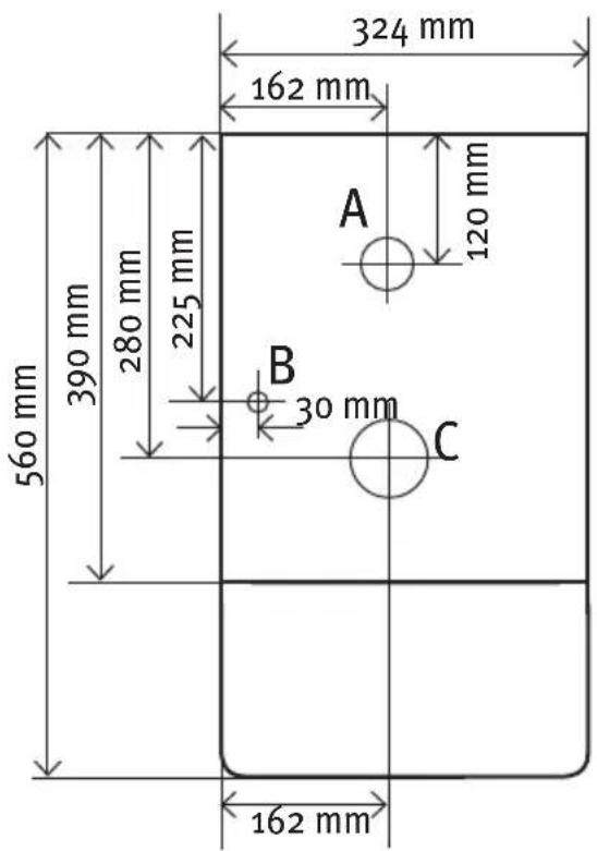 324 mm 162 mm A 120 mm 280 mm 225 mm B 30 mm C 560 mm 390 mm 162 mm