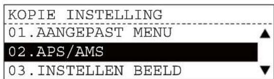 KOPIE INSTELLING 01.AANGEPAST MENU 02.APS/AMS 03.INSTELLEN BEELD