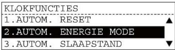 KLOKFUNCTIONS 1. AUTOM. RESET 2. AUTOM. ENERGIE MODE 3. AUTOM. SLAAPSTAND