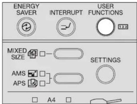 ENERGY SAVER INTERRUPT USER FUNCTIONS MIXED SIZE SETTINGS AMS APS A4