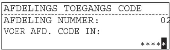 AFDELINGS TOEGANGS CODE AFDELING NUMMER: 02 VOER AFD. CODE IN: *****
