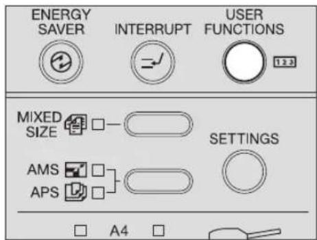 ENERGY SAVER INTERRUPT USER FUNCTIONS MIXED SIZE AMS APS A4 SETTINGS
