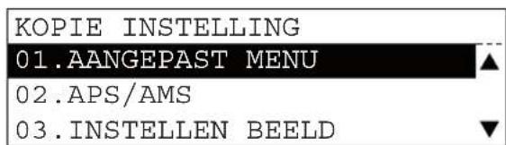 KOPIE INSTELLING 01.AANGEPAST MENU 02.APS/AMS 03.INSTELLEN BEELD