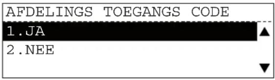 AFDELINGS TOEGANGS CODE 1.JA 2.NEE