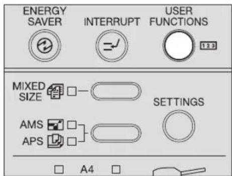 ENERGY SAVER INTERRUPT USER FUNCTIONS MIXED SIZE SETTINGS AMS APS A4