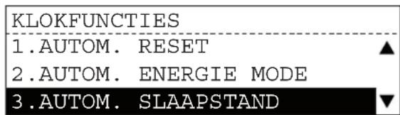 KLOKFUNCTIONS 1. AUTOM. RESET 2. AUTOM. ENERGIE MODE 3. AUTOM. SLAAPSTAND