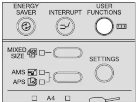ENERGY SAVER INTERRUPT USER FUNCTIONS MIXED SIZE AMS APS A4 SETTINGS