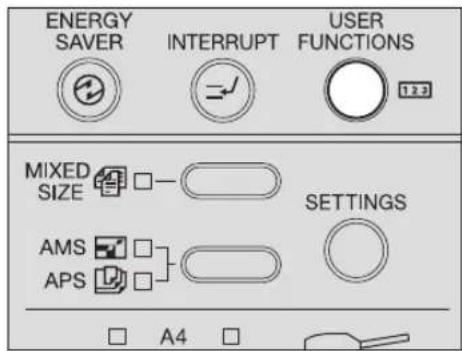 ENERGY SAVER INTERRUPT USER FUNCTIONS MIXED SIZE AMS APS A4 SETTINGS