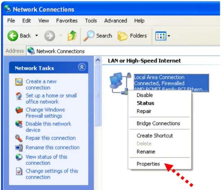 Edimax IC-7100P - Right-click 'Local Area Connection', and click 'Properties'. - 1