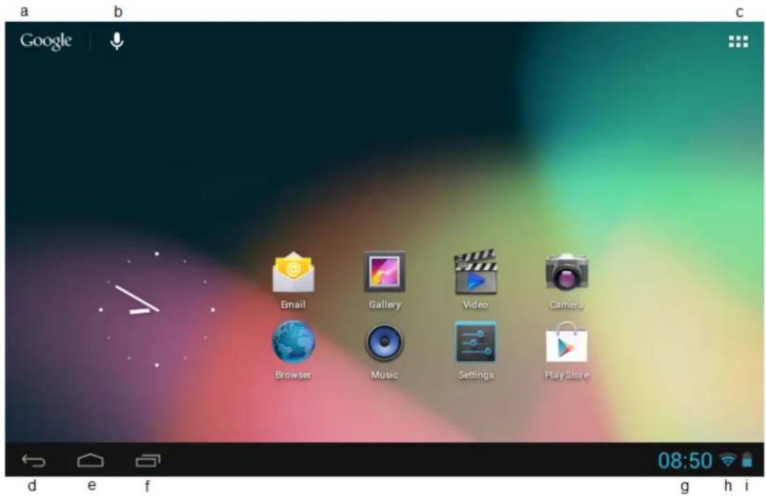 a b Google Email Gallery Video Camera Browser Music Settings Play Store 08:50 d e f g h i
