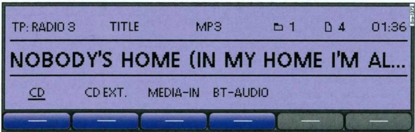 TP: RADIO 3 TITLE MP3 1 4 01:36 NOBODY'S HOME (IN MY HOME I'M AL... CD CD EXT. MEDIA-IN BT-AUDIO