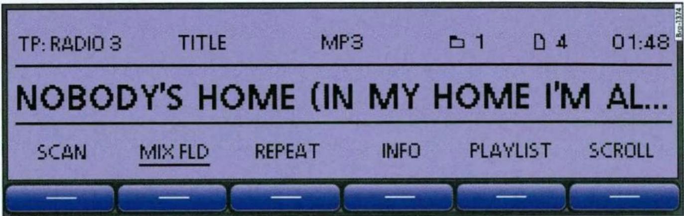 TP: RADIO 3 TITLE MP3 1 4 01:48 NOBODY'S HOME (IN MY HOME I'M AL... SCAN MIX FLD REPEAT INFO PLAYLIST SCROLL