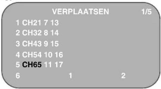 VERPLAATSEN 1/5 1 CH21 7 13 2 CH32 8 14 3 CH43 9 15 4 CH54 10 16 5 CH65 11 17 6 1 2