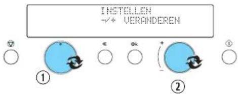 INSTELLEN -/+ VERANDEREN ① ②