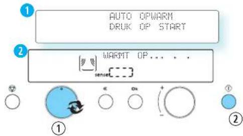 AUTO OPWARM DRUK OP START WARM T OP... ... sense ① ②