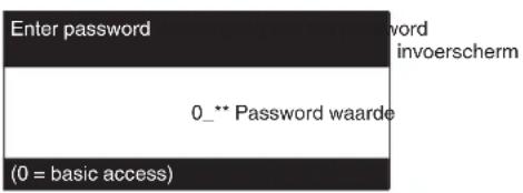 Enter password 0__** Password waarde (0 = basic access)