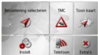 Bestemming selecteren TMC Toon kaart Instell. Telefoon Extra's