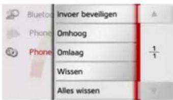 Bluetooth Phone Phone Invoer beveiligen Omhoog Omlaag Wissen Alles wissen