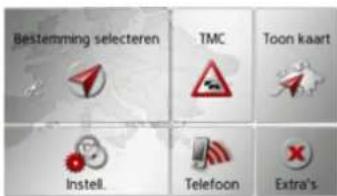 Bestemming selecteren TMC Toon kaart Instell. Telefoon Extra's