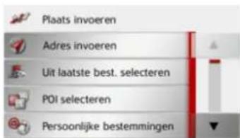 Plaats invoeren Adres invoeren Uit laatste best. selecteren POI selecteren Persoonlijke bestemmingen