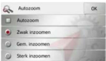 Autozoom OK Autozoom Zwak inzoomen Gem. inzoomen Sterk inzoomen